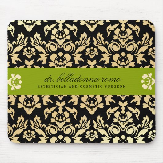 311-Belladonna Damask Limoen Mousepad Muismat (Voorkant)