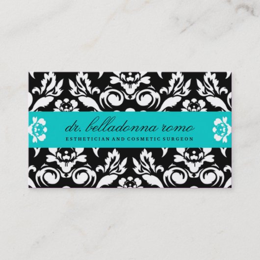 311 Belladonna Damask Turquoise Visitekaartje (Voorkant)
