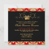 311 Blackberry Black, Red & Gold Damask Kaart (Achterkant)