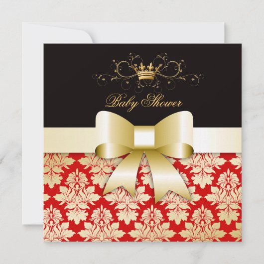 311 Blackberry Black, Red & Gold Damask Kaart (Voorkant)