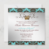 311 Blackberry Brown Damask Roos Turquoise Kaart (Achterkant)
