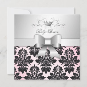 311-Blackberry Precious Pink Damask Baby shower Kaart