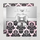 311-Blackberry Precious Pink Damask | BABY SHOWER Kaart (Voorkant / Achterkant)