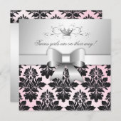 311-Blackberry Precious Pink Damask | Baby shower Kaart (Voorkant / Achterkant)