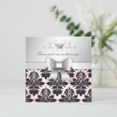 311-Blackberry Precious Pink Damask | Baby shower Kaart (Staand voorkant)