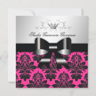 311-Blackberry roze Damask Black Bow Zoet 16 Kaart
