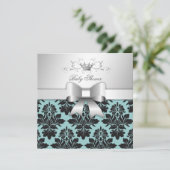 311-Blackberry roze Damask Bow | Baby shower Kaart (Staand voorkant)