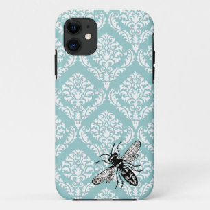 311  blauw Damask Bee Hornet iPhone Hoesje