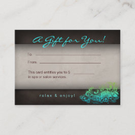 311 Blue Green Trendy Salon Spa Floral Gift Card Kortingskaartje
