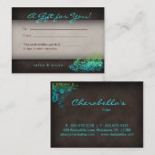 311 Blue Green Trendy Salon Spa Floral Gift Card Kortingskaartje (Voorkant / Achterkant)