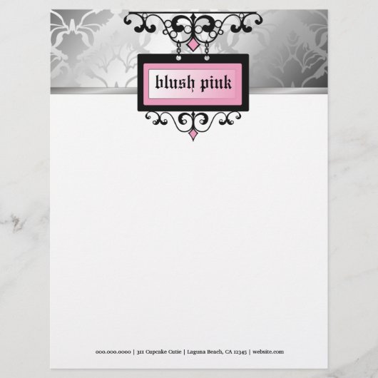 311 Blush roze Damask Shimmer Persoonlijk Briefhoofd (Voorkant)