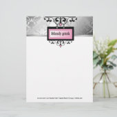 311 Blush roze Damask Shimmer Persoonlijk Briefhoofd (Staand voorkant)