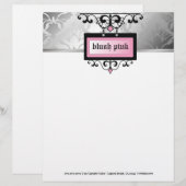 311 Blush roze Damask Shimmer Persoonlijk Briefhoofd (Voorkant / Achterkant)