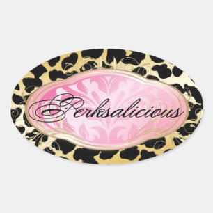 311 Bodacious Boutique Golden Leopard Spots Ovale Sticker