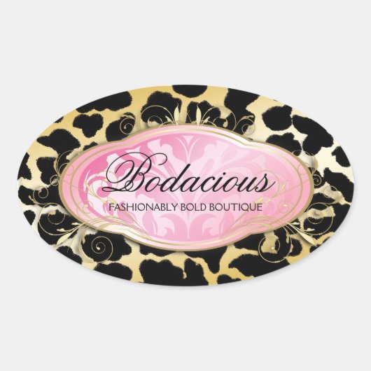 311 Bodacious Boutique Golden Leopard Spots Ovale Sticker (Voorkant)