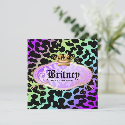 311 Bodacious Leopard Damask Amethyst Rainbow Kaart (Staand voorkant)