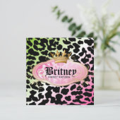 311 Bodacious Leopard Damask Invitation Lollipop Kaart (Staand voorkant)
