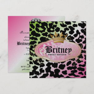 311 Bodacious Leopard Damask Invitation Lollipop Kaart