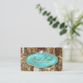311 Bodacious Turquoise Rustic Leopard Visitekaartje (Staand voorkant)