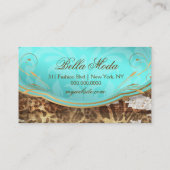 311 Bodacious Turquoise Rustic Leopard Visitekaartje (Achterkant)