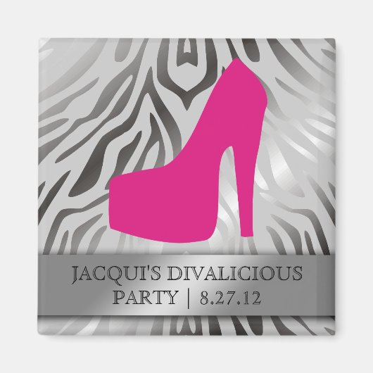 311-Bombshell Silhouet Zebra Hot Pink Heel Magneet (Voorkant)