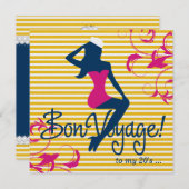 311-Bombshell Silhouette Nautical Blue Pink Swirls Kaart (Voorkant / Achterkant)