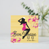 311 Bon Voyage Silhouette Nautical Theme Roze Kaart (Staand voorkant)