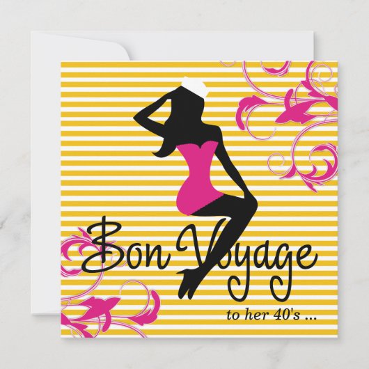 311 Bon Voyage Silhouette Nautical Theme Roze Kaart (Voorkant)