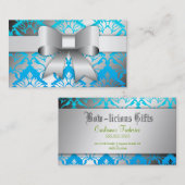311-Bow-licious Tropical Blue Damask Visitekaartje (Voorkant / Achterkant)