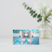 311-Bow-licious Tropical Blue Damask Visitekaartje (Staand voorkant)