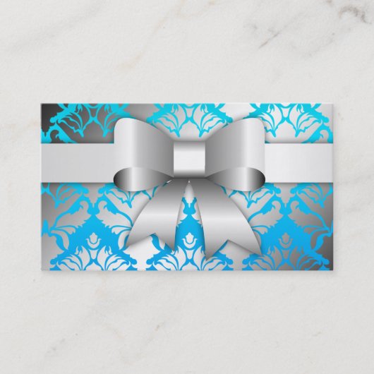 311-Bow-licious Tropical Blue Damask Visitekaartje (Voorkant)