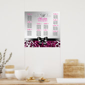 311 Bowlicious Hot Pink Leopard Seating Chart Poster (Keuken)