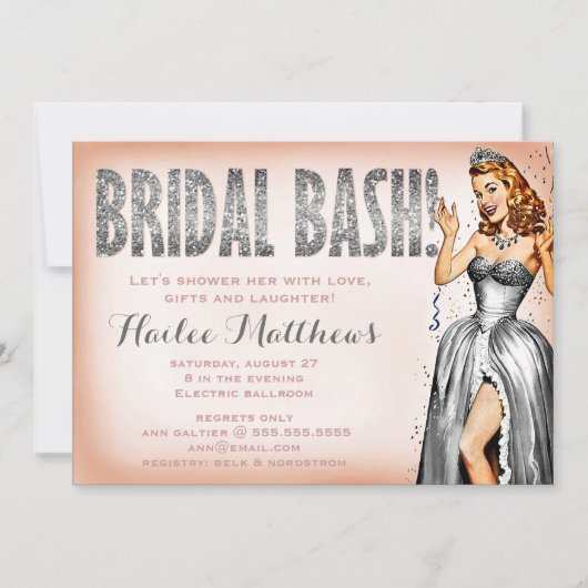 311 Bridal Bash Pin Up Girl Sparkle Kaart (Voorkant)