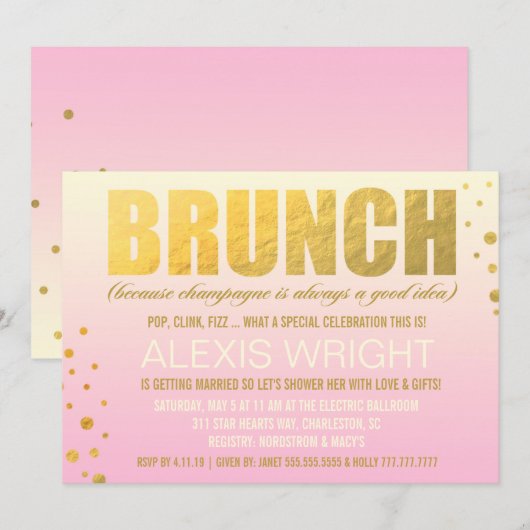 311 Brunch omdat Champagne Pink Ombre Kaart (Voorkant / Achterkant)