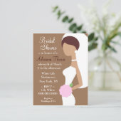 311-BRUNETTE BRUID DOUCHE UITNODIGING BRIEFKAART (Staand voorkant)