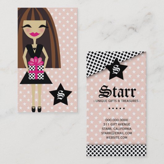 311-BRUNETTE/STAR/GIFT VISITEKAARTJE (Voorkant / Achterkant)
