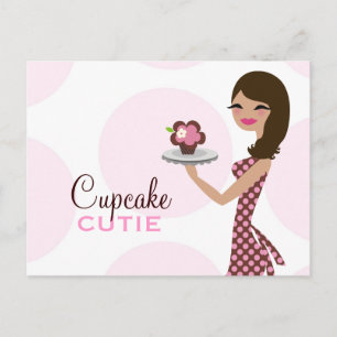 311 Candie Cupcake Cutie Wavy Brunette Uitnodiging Briefkaart