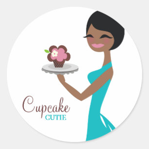 311 Carmella de Cupcake Cutie geschenkdoos blauw Ronde Sticker