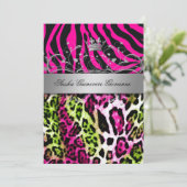 311 Chic Animal Print Pink Limoen | Metaalgoud Kaart (Staand voorkant)