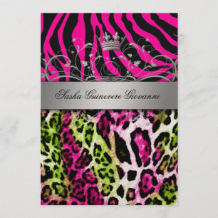 311 Chic Animal Print Pink Limoen Metaalgoud Kaart