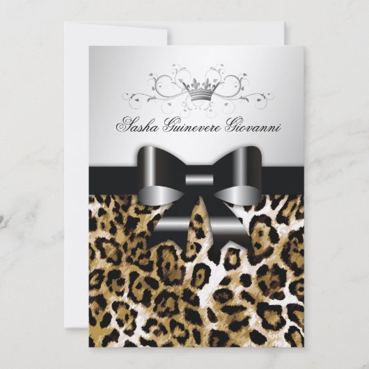 311 Chic Brown Leopard Bow 5x7 | Silver Metallic Kaart (Voorkant)