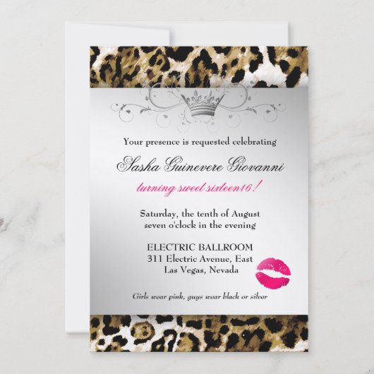 311 Chic Brown Leopard Bow 5x7 | Silver Metallic Kaart (Achterkant)