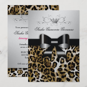 311 Chic Brown Leopard Bow 5x7   Silver Metallic Kaart