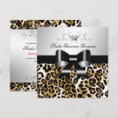 311 Chic Brown Leopard Bow | Metaalgoud Kaart (Voorkant / Achterkant)