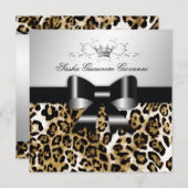 311- Chic Brown Leopard Bow  | Zoet 16 Kaart (Voorkant / Achterkant)