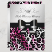 311 Chic Hot Pink Leopard Bow Metallic Kaart (Voorkant / Achterkant)