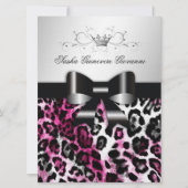 311 Chic Hot Pink Leopard Bow Metallic Kaart (Voorkant)