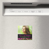 311 Chic Hot Pink Limoen Leopard Bow Save the Date Magneet (Insitu (Vaatwasser))