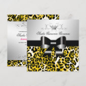 311- Chic Hot Yellow Leopard Bow | Zoet 16 Kaart (Voorkant / Achterkant)