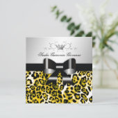 311- Chic Hot Yellow Leopard Bow | Zoet 16 Kaart (Staand voorkant)